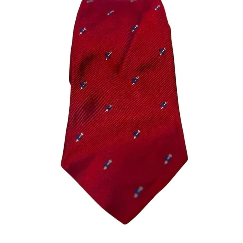 Vintage BROOKS Basics Men’s Silk Tie Red Blue Hearts and Arrow Necktie
